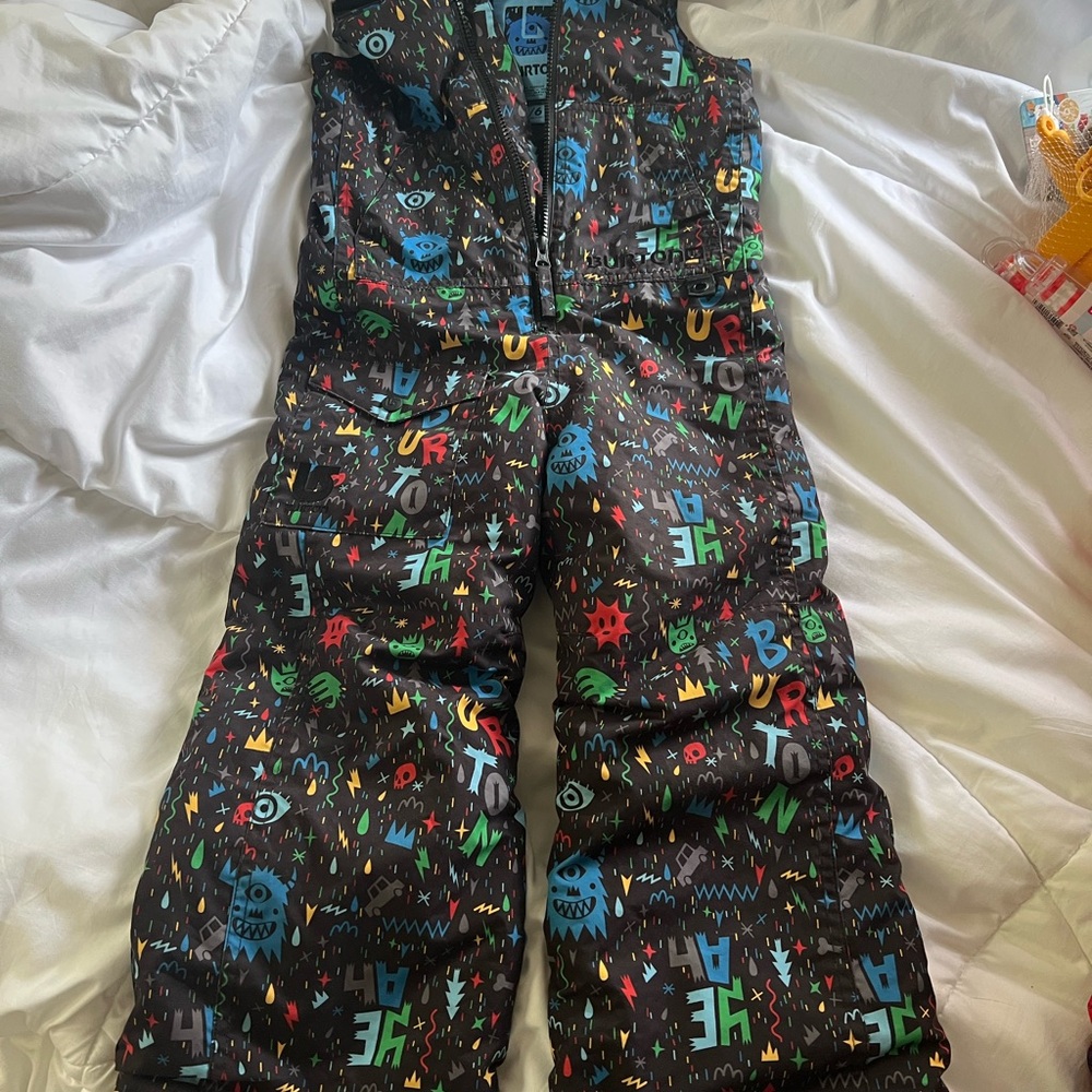 Burton Kids' Black Snow Bib with Multicolor Graphics